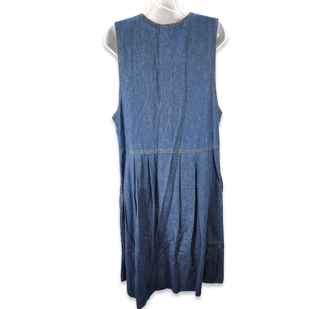 Jane Ashley Blue Denim Maxi Dress with Red & Yellow Floral Embroidery - Picture 9 of 10